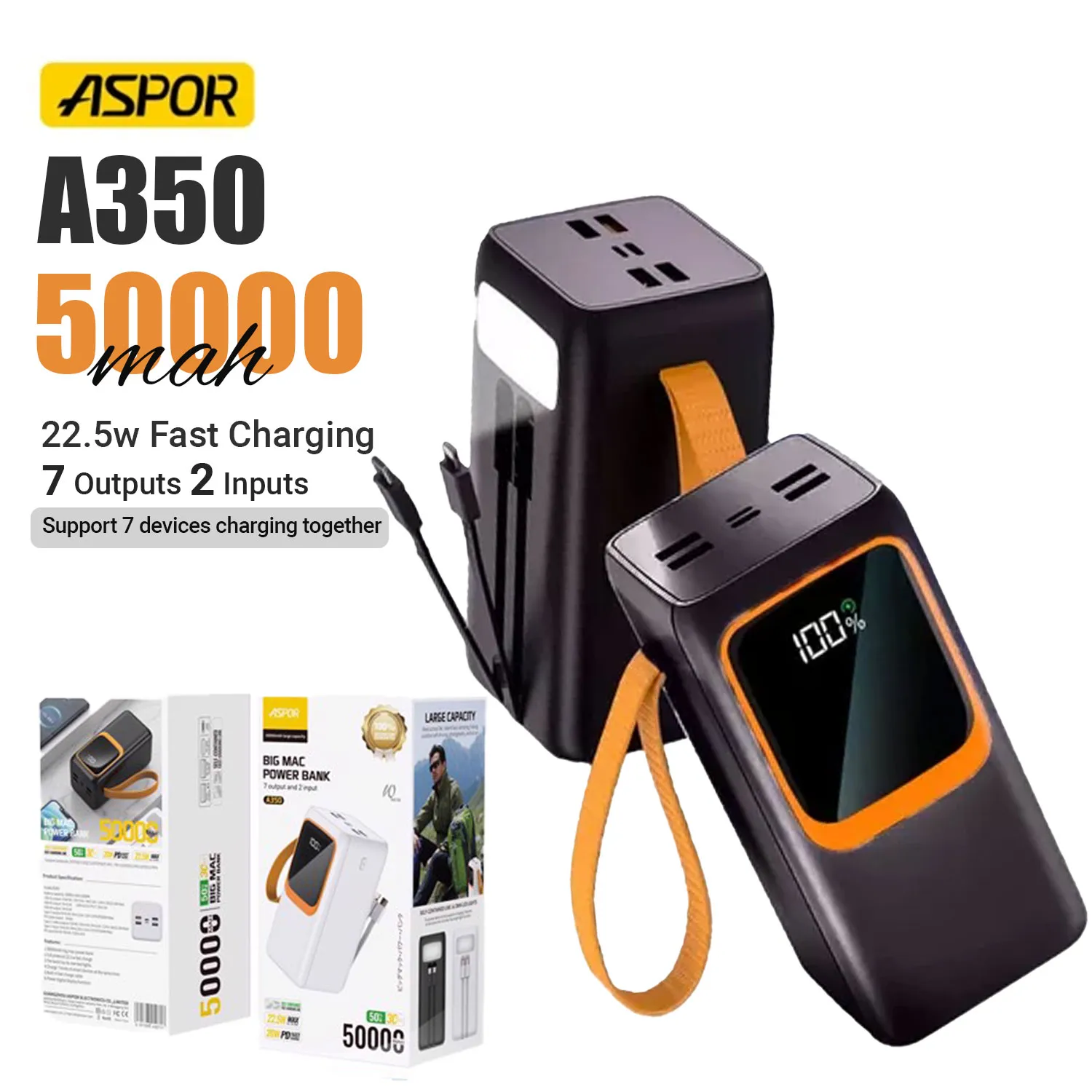 aspor-a350-225w-50000mah-fast-charging-type-c-micro-ios-7-output-with-built-in-flashlight-power-bank
