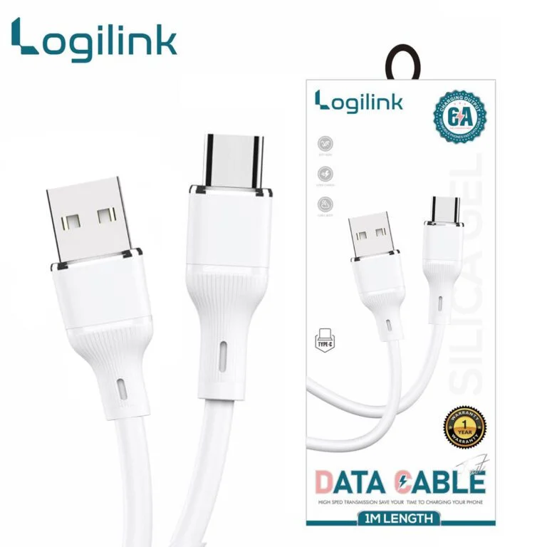 logilink-usb-to-type-c-silicone-fast-charging-data-cable-1m-1-year-warranty-black